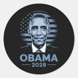 Adesivo Redondo Barack Obama 2028 Obama 2028 4 de julho Retro