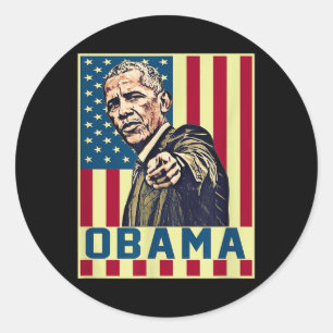 Adesivo Redondo Barack Obama 44 dos EUA Presidente Pop Art Vintage