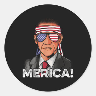Adesivo Redondo Barack Obama Camisa Bandeira Americana Pulseia Usa