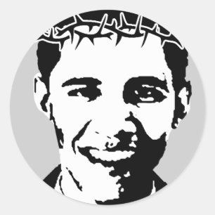 Adesivo Redondo Barack Obama como Jesus