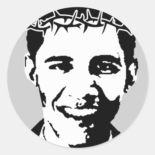Adesivo Redondo Barack Obama como Jesus (Frente)