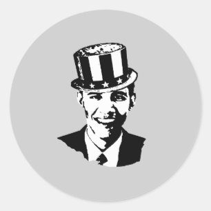Adesivo Redondo Barack Obama como o tio Sam