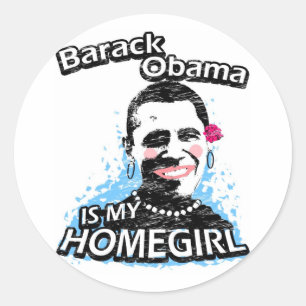 Adesivo Redondo Barack Obama é meu homegirl