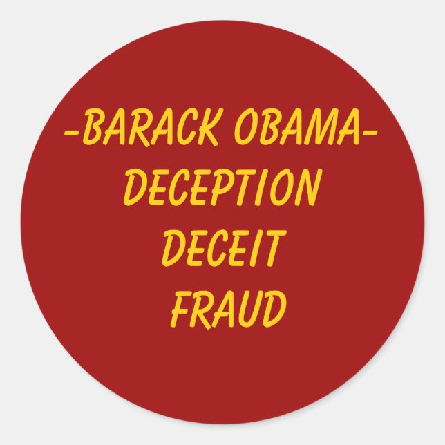 Adesivo Redondo -Barack Obama- Fraude enganosaFraude enganosa (Frente)