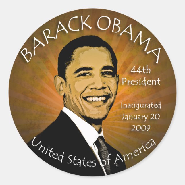 Adesivo Redondo Barack Obama Grunge Stickers (Frente)