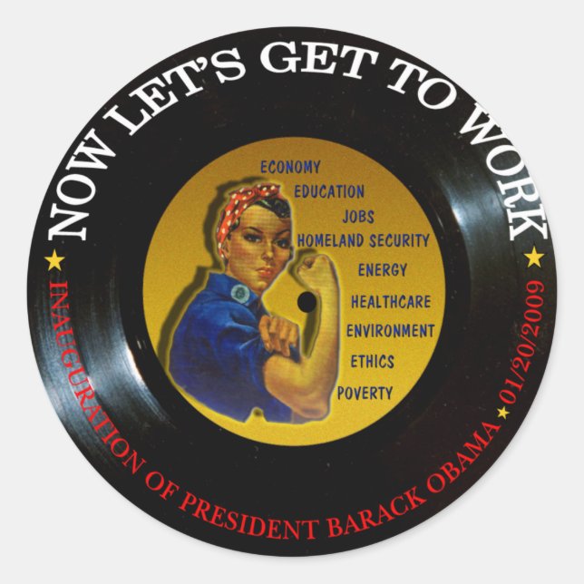 ADESIVO REDONDO BARACK OBAMA INAUGURAÇÃO VINILO (Frente)