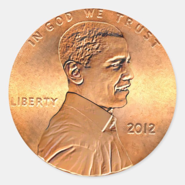 Adesivo Redondo Barack Obama Penny 2012 (Frente)