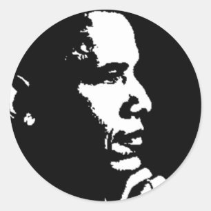 Adesivo Redondo Barack Obama - Perfil Preto e Branco