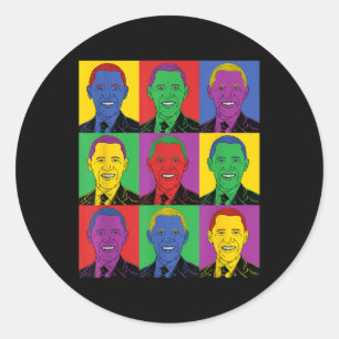 Adesivo Redondo Barack Obama Pop Art - Vintage History Tee
