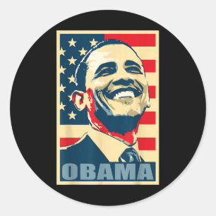 Adesivo Redondo Barack Obama Presidente 44 American Flag Happy Dem