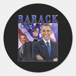 Adesivo Redondo Barack Obama Retro Vintage Style