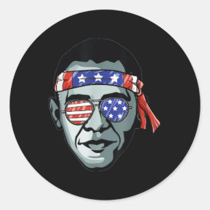 Adesivo Redondo Barack Obama Usa Gles Bandana Demonstro Patriótico