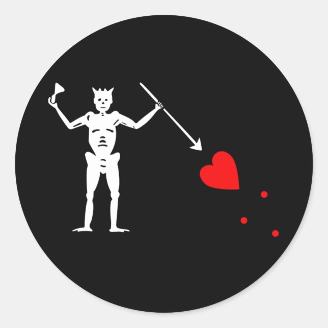 Adesivo Redondo Barba Negra Edward Teach Flag (Frente)