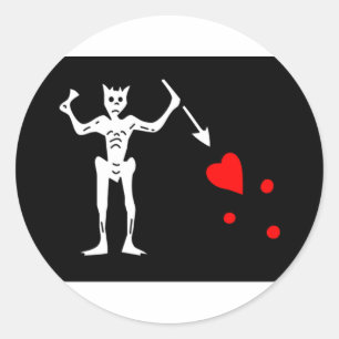 Adesivo Redondo Barba Negra Pirata Flag Edward Teach