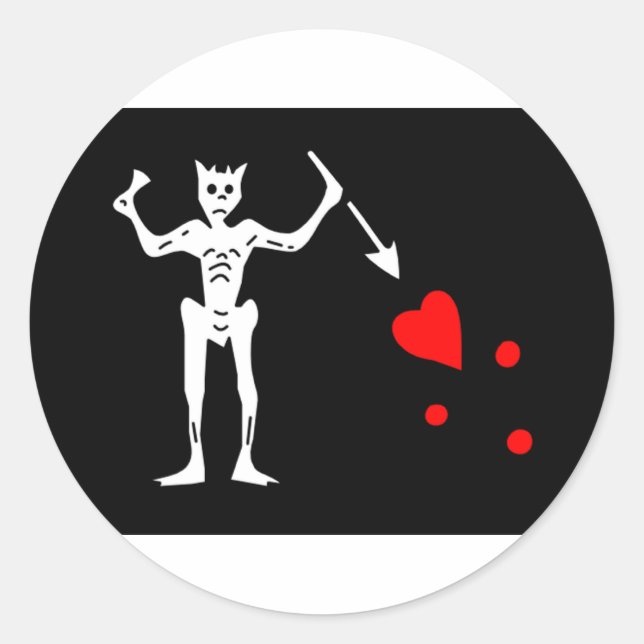 Adesivo Redondo Barba Negra Pirata Flag Edward Teach (Frente)