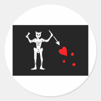 Adesivo Redondo Barba Negra Pirata Flag Edward Teach