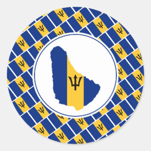 Adesivo Redondo BARBADOS FLAG - Mapa Barbadiano Na moda Patriótic