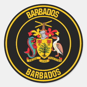 Adesivo Redondo Barbados Round Emblem