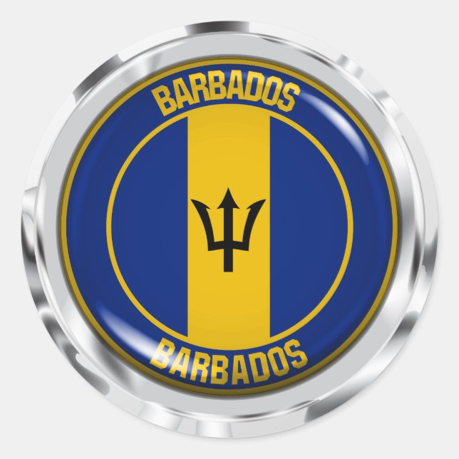 Adesivo Redondo Barbados Round Emblem (Frente)