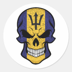 Adesivo Redondo Barbados Smiling Skull Flag