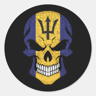 Adesivo Redondo Barbados Smiling Skull Flag