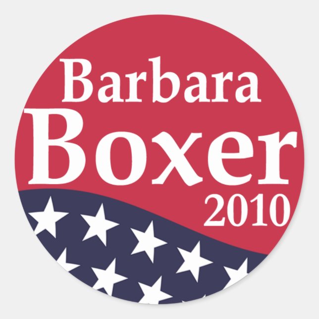 Adesivo Redondo Barbara Boxer 2010 Lapel Stickers (Frente)