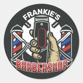 Adesivo Redondo Barbearia de Compro de Barber Retroativo do NOME P