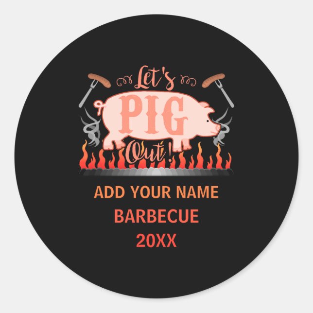 Adesivo Redondo Barbecue Bbq Funny G Grill Competition  (Frente)
