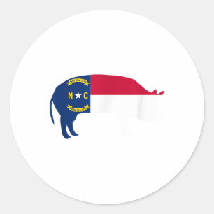 Adesivo Redondo Barbecue de Porco de Churrasco da Carolina do Nort