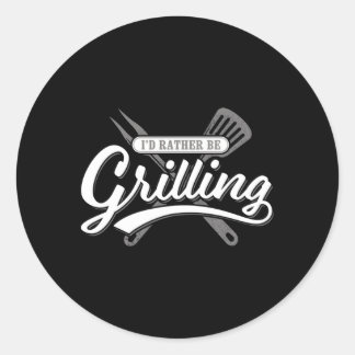 Adesivo Redondo Barbecue, Eu Preferencialmente Ficar Grelha De Chu