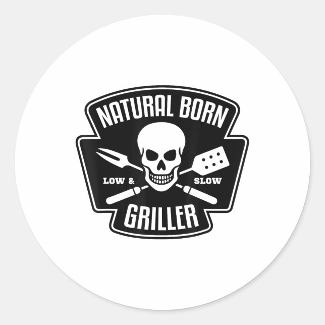 Adesivo Redondo Barbecue Natural Nascer Griller Funny Grill Master (Frente)