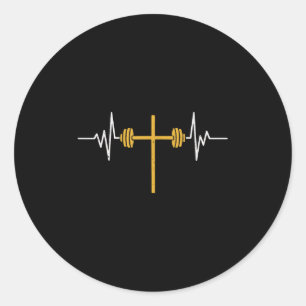 Adesivo Redondo Barbell Cross Dumbbell Jesus Funny Christian Worko