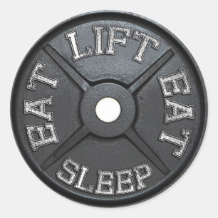 Adesivo Redondo Barbell Plate - Levantar, Comer, Dormir