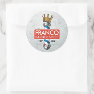 Adesivo Redondo Barber Hair Compra Rei Coroa Barbeiro Par Salão