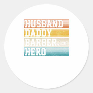Adesivo Redondo Barber Husband Pai Hero Vintage Retro Padres D