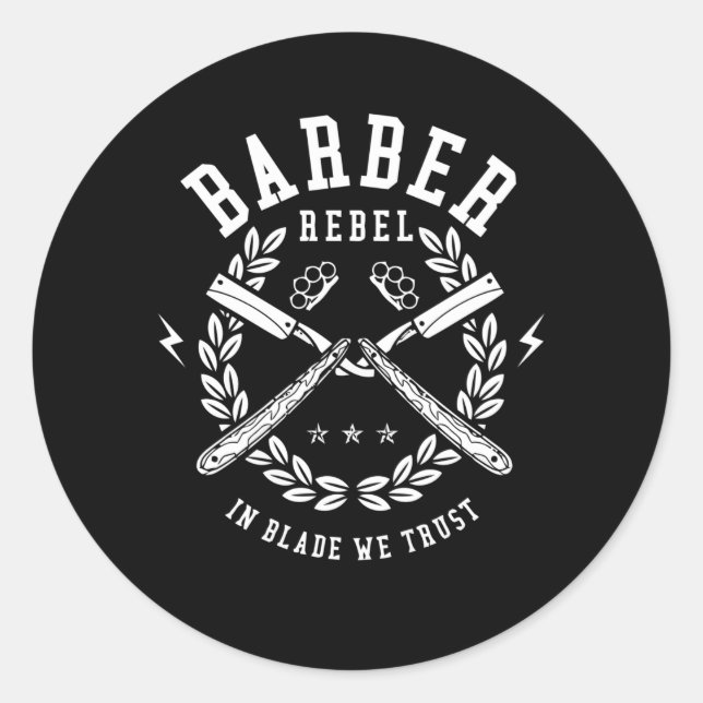 Adesivo Redondo Barber Rebel (Frente)