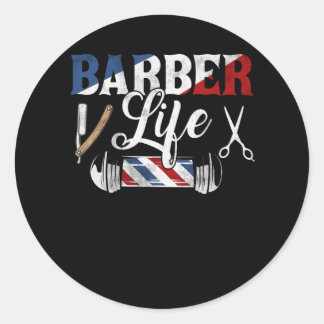 Adesivo Redondo Barber - Tesoura Polar Blade Vintage - Cabelos Com