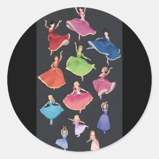 Adesivo Redondo Barbie 12 princesas dançantes