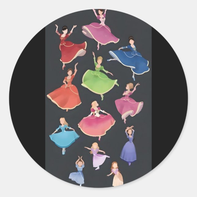 Adesivo Redondo Barbie 12 princesas dançantes  (Frente)