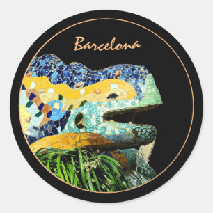 Adesivo Redondo Barcelona Lizard & Park Guell, Catalunha / Gaudi C