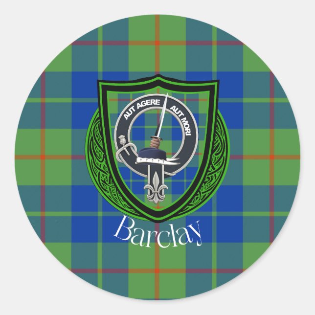 Adesivo Redondo Barclay Scottish Clan Tartan & Crest (Frente)