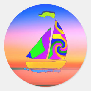 Adesivo Redondo Barco a vela 