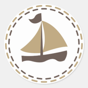 Adesivo Redondo Barco à Vela Marrom e Bege Náutico - Marinheiro, O