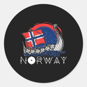 Adesivo Redondo Barco Bandeira Norueguesa Noruega Navio Viking Org