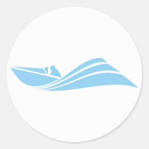Adesivo Redondo Barco da velocidade dos azuis bebés