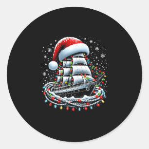 Adesivo Redondo Barco de Cruzeiro de Natal Navegando Cercado B