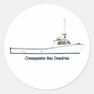Adesivo Redondo Barco de Deadrise da baía de Chesapeake