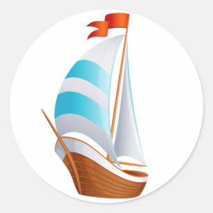 Adesivo Redondo Barco de Vela Azul Turquesa Náutico - Praia do Oce