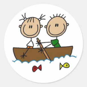 Adesivo Redondo Barco Stick Figures