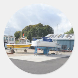 Adesivo Redondo Barcos Em Terra